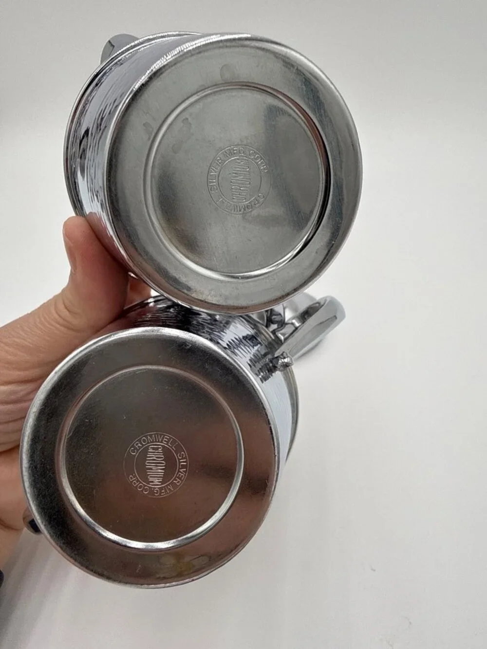 Vintage Cromwell Sugar Bowl Creamer Tray Set Chromium Serving